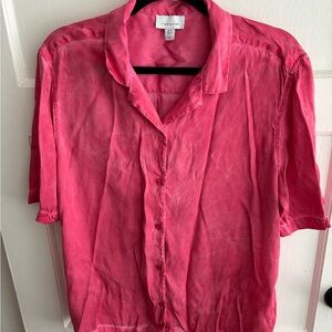 Topshop Vibrant Pink Casual Button-Down Shirt